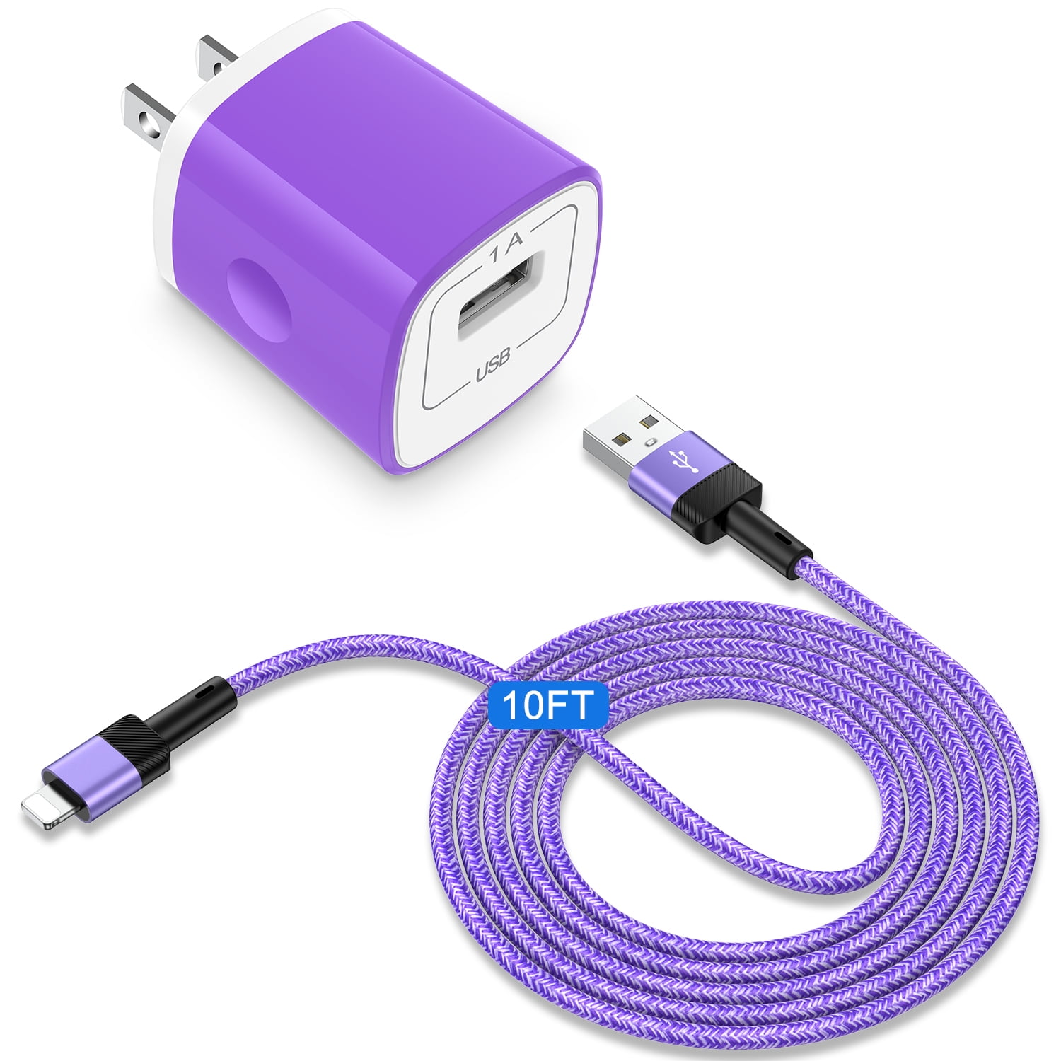 Fits for iPhone Charger Block,iPhone Charger Cable 10ft Charging Cords & 1Pack USB Wall Charger Block Power Adapter Plug Fast Charging Block USB Charging Cable 10FT Compatible with iPhone 14 13 12 11