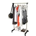 thumbnail image 4 of Single-bar Vertical & Horizontal Stretching Stand Clothes Rack with Shoe Shelf YJ-01 Black & Silver, 4 of 8