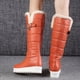thumbnail image 5 of Botas de mujer con hebilla de cinturón, forro polar grueso, plataforma sin cordones, tacones medios, Color sólido, botas de nieve cálidas hasta la rodilla para invierno Wmkox8yii shkj790, 5 of 7