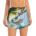 thumbnail image 2 of Fuzoiu Largemouth Bass jumps out of water Print Women's Athletic Shorts, Double-Layer Running Shorts with Pocket,Women's Workout Shorts for Yoga, Gym, and Workouts-Large, 2 of 7