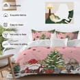 thumbnail image 3 of Christmas Bedding Duvet Cover Set Queen Size 4 Pieces Winter Santa Gnome Pine Tree Xmas Star Snowfall Pink Bedding Set with Zipper Closure, 1 Comforter Cover 90x92 Inch 1 Flat Sheet & 2 Pillow Cases, 3 of 7