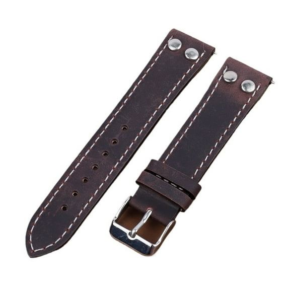 WANGQ Vintage Leather Watch Band 18mm 19mm 21mm 20mm 22mm 24mm Quick Release Bracelet Coffee Brown Rivets Watch Strap Replacement