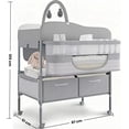 thumbnail image 2 of Cambiador para Bebe Plegable, Estación de Cambio de Pañales Impermeable, con Ajustable en 3 Alturas, 2 Cajones, Canasta de Almacenamiento, Estante para Juguetes, 360°Ruedas (Gris), 2 of 7