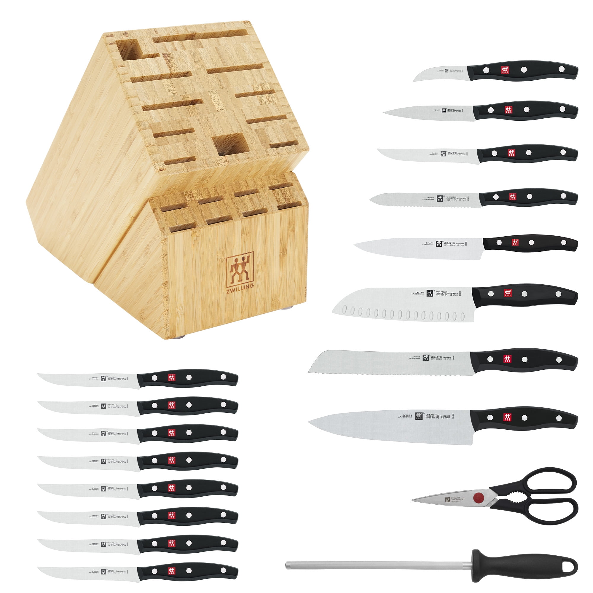 ZWILLING Twin Signature 19-pc German Knife block set, Made in Company-Owned German Factory, Special Formula Steel