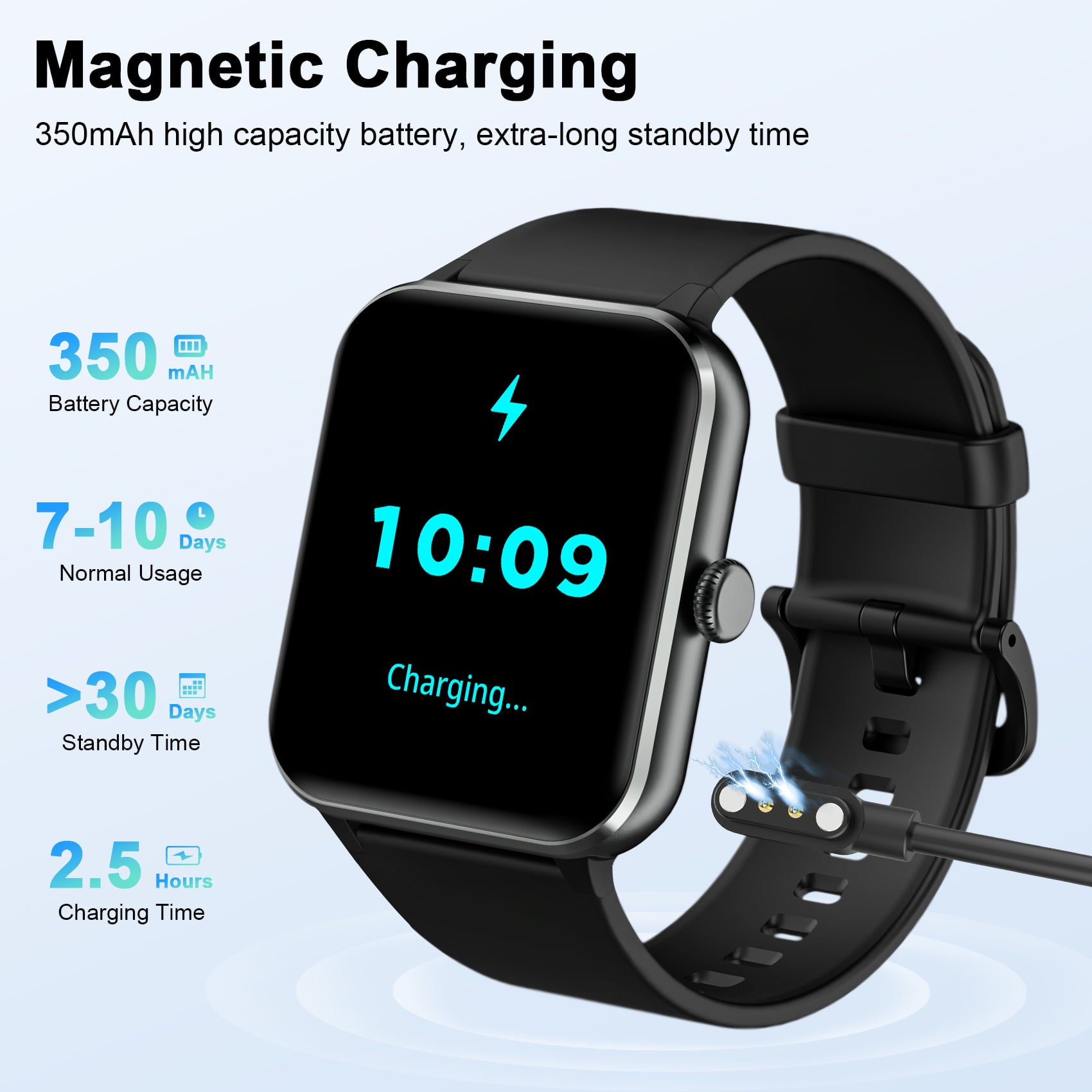 IOWODO Smart Watch for Men Women, with Bluetooth Calling, AI Voice Assistant, 100+ Sports Modes, 1.85'' Fitness Tracker for Android and iPhone (Black)
