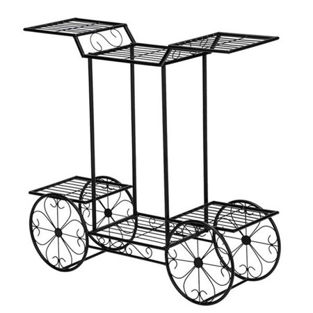 Goshping Paint Car Shape Plant Flower Stand Black