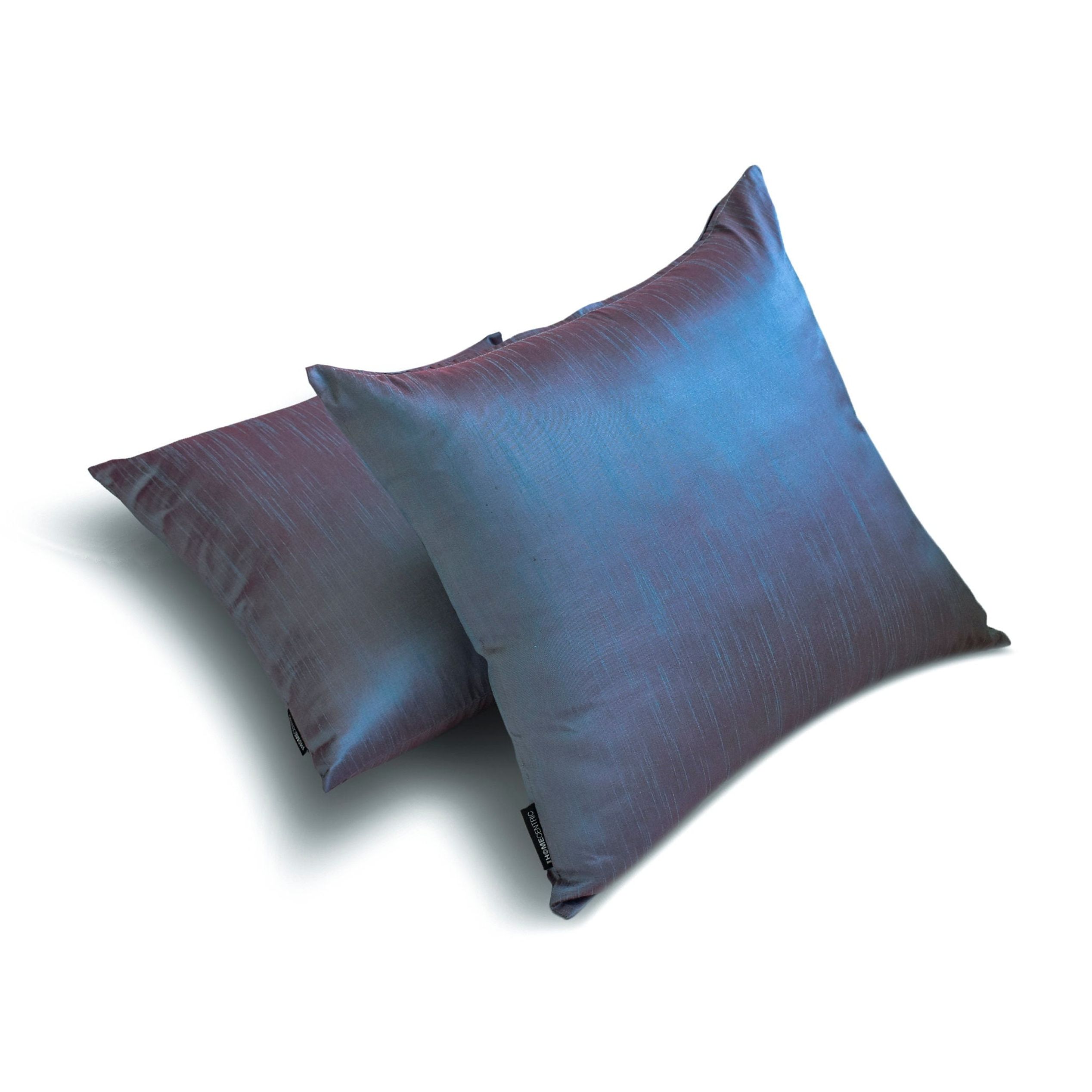 The HomeCentric Decorative Throw Pillow cover Blue & Red Pack of 2, 20"x20" (50x50 cm) Art Silk Solid & Two Tone Silk Pillowcase For Sofa Chouch, Hotels, living, Bed Room Modern - Blue & Red Luxury