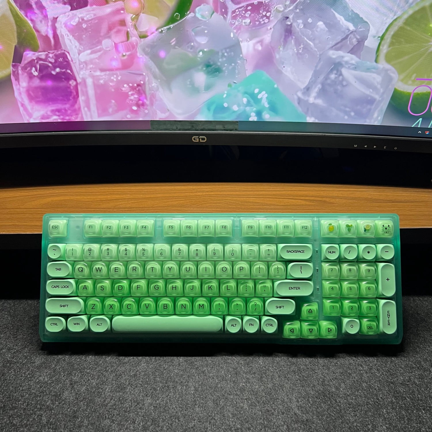 98 Keys Hot Swappable Keyboard, Tri-Mode 2.4G Bluetooth Wired Lime Green RGB Mechanical for PC