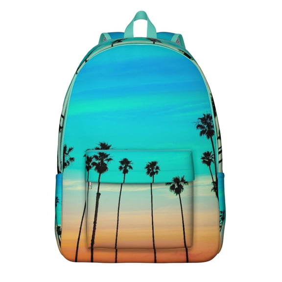 Tropical Paradise Backpack, Hawaii Palm Tree School Bag with Summer Beach Palm Trees Design, Vibrant Tropical Sunset, Minimalist Boho Style