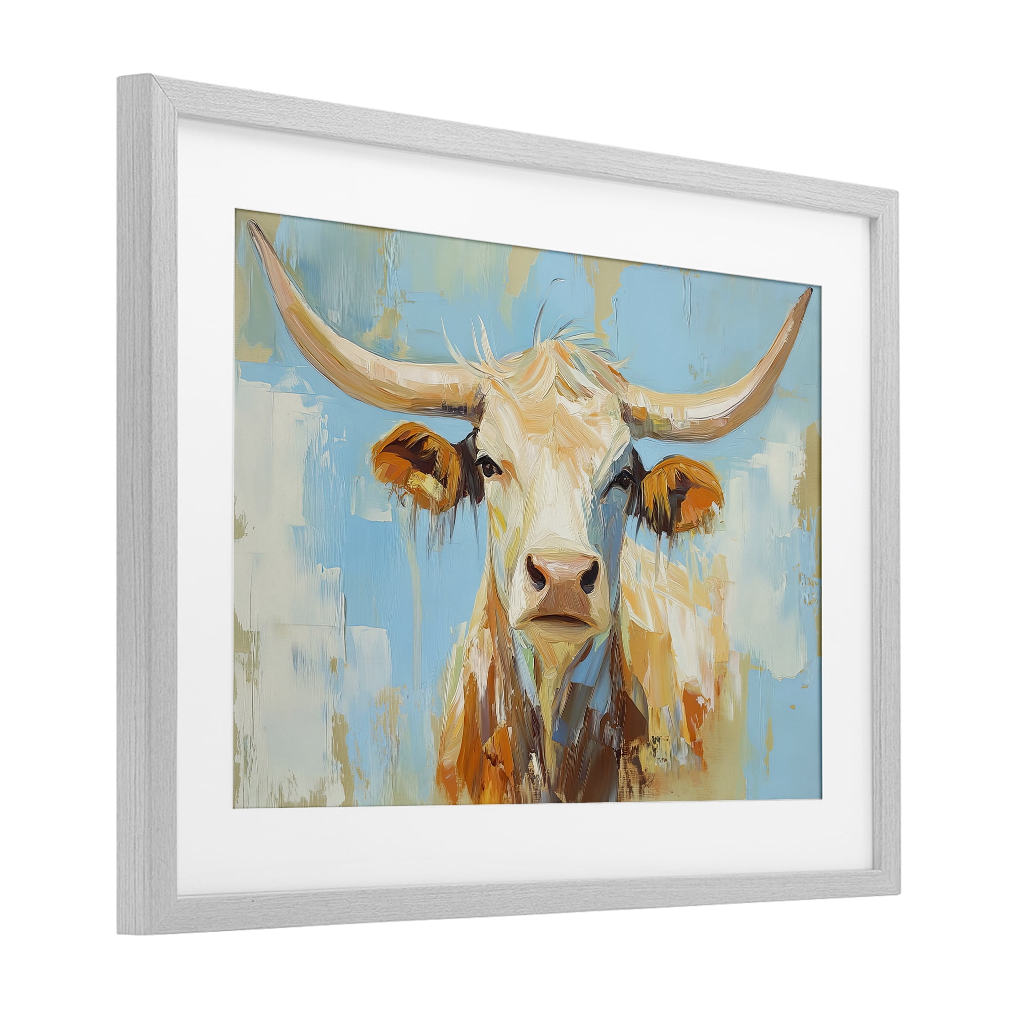 Stupell Industries Abstract Texas Longhorn Gray Framed Print Under Glass, design by Tina LeCour