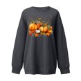 thumbnail image 4 of Risckoth Women's Fall Sweatshirt Pumpkin Harvest Print Crew Neck Drop Shoulder Hoodless Casual Pullover S-2XL, Gray, 4 of 4