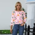 thumbnail image 2 of HAVUITYY Easter Printed Women's Sweaters, 3/68 Sleeve Crew Neck Womens Tops, Spring Going Out Easter Shirts for Women Wear & Gifts, 2 of 5