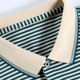 thumbnail image 6 of Mens Polo Shirt Summer Classic Short Sleeve Button Collared Striped Tops Thin Breathable Casual Shirts for Men, 6 of 9