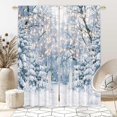 thumbnail image 2 of 82" Wx 84" L Winter Scene Window Curtain Blue Wonderland Snowflake Forest Landscape for Christmas Home Bedroom Living Room Decor Decorations with Fabric Machine Washable, 2 of 5