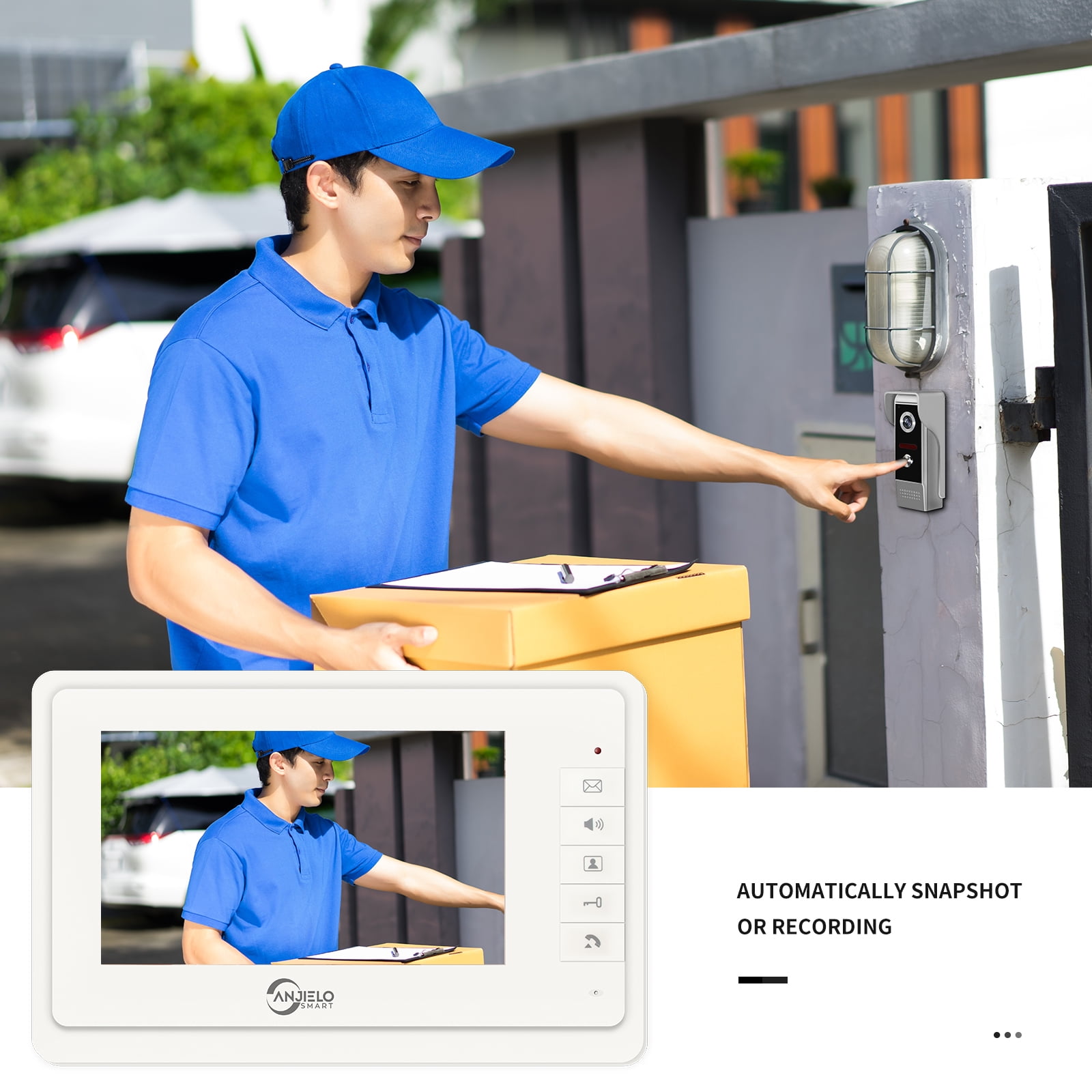 7'' Color Wired Video Door Phone Intercom System for Home Indoor Monitor Outdoor Camera Video Doorbell Intercom IR Night Vision Two-Way Audio