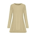 thumbnail image 4 of HAiming Women's Tunic T-Shirts Solid Color Round Neck Long Sleeved Pullover Tops 2025 Casual Plus Size Loose Blouses, 4 of 6
