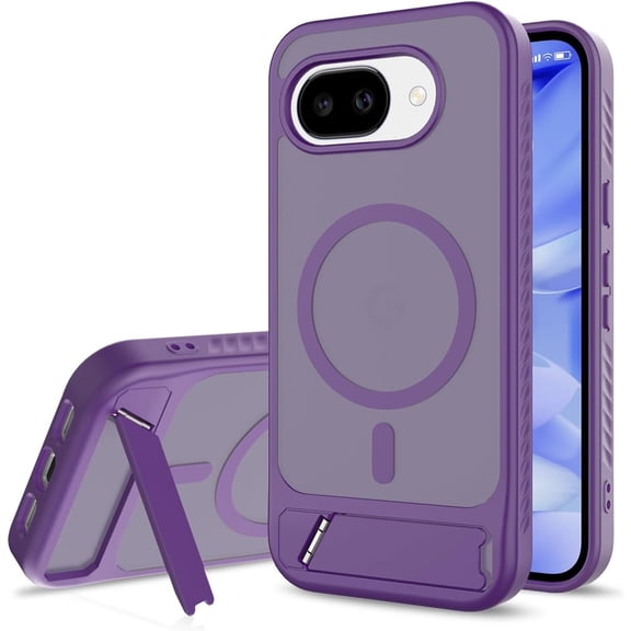 HCTian Magnetic for Google Pixel 10a Case with Kickstand, Compatible with MagSafe, Slim Fit Military Grade Drop Protection Shockproof Anti-Fingerprint Phone Case for Pixel 10a