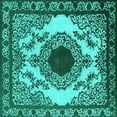 thumbnail image 1 of Ahgly Company Machine Washable Indoor Square Oriental Turquoise Blue Industrial Area Rugs, 6' Square, 1 of 4