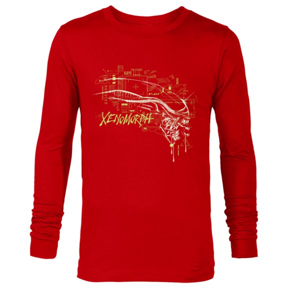 Alien: Romulus Xenomorph Head Over Tech - Long Sleeve T-Shirt for Men - Customized-New Red