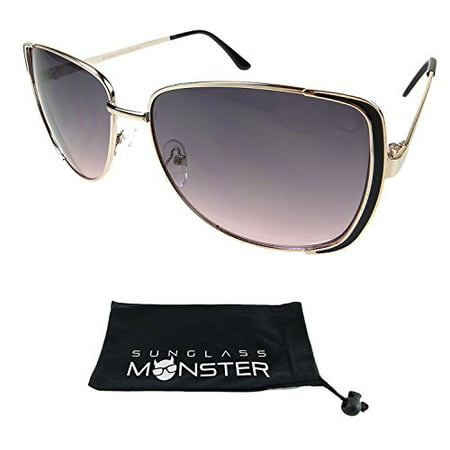Oversized Square Sunglasses Womens with Metal Frame and Gradient Lenses.