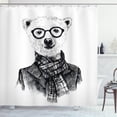 thumbnail image 1 of Ambesonne Black and White Shower Curtain, Sketch Bear, 69"Wx84"L, Black Grey and White, 1 of 3
