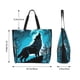 thumbnail image 5 of Fotbe Blue Full Moon Wolf Bolsa Tote Estética de Lona con Estampado para Mujer - Bolsa Reutilizable de Hombro Casual para Vacaciones, Compras, Trabajo y Gimnasio, 5 of 8