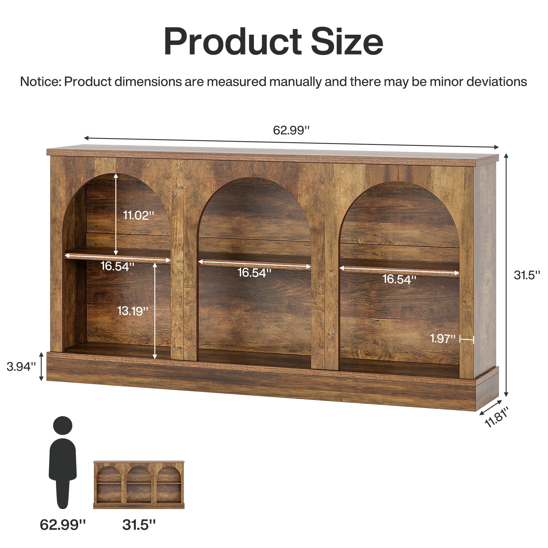 Tribesigns Farmhouse TV Stand for 55/60/65 Inch TVs, Entertainment Center with Storage Cabinets, Rustic Brown