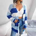 thumbnail image 5 of Womens Fall Fashion 2022! QLEICOM Sweaters for Women, Women's Fashion Autumn Winter Stripes Long Sleeve Cardigan Sweater Coat Tops On Clearance, 5 of 7