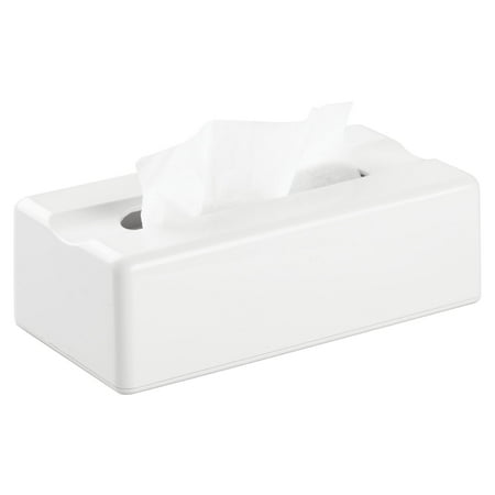 InterDesign Facial Tissue Box Cover/Holder for Bathroom Vanity Countertops, White