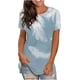 thumbnail image 1 of Moda mujer camiseta casual pluma impresa cuello redondo manga corta pulóver tops blusa Fridja  hjk3621, 1 of 5