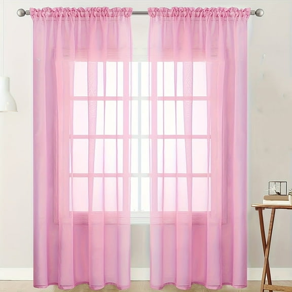 Nmkwnr Sheer Curtains 2 Panels Light Filtering Curtain Window Drapes for Bedroom Living Room, 39" x 51"