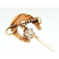 thumbnail image 3 of LOT OF (6) ANTIQUE HAT PINS COLLECTOR CLASSIC HORSESHOE JICKEY IRISH CLOVER, 3 of 6