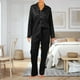 thumbnail image 2 of Conjunto de pijama largo Secret Ice Silk para mujer: camiseta de manga larga y pantalones elásticos, cierre con botones, bolsillo delantero, corte holgado, regalo perfecto para dulces sueños, 2 of 3