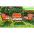 thumbnail image 2 of Linon Cooper Outdoor 4 Piece Wood Chat Set with Orange Cushions in Acorn Brown, 2 of 31