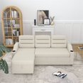 thumbnail image 2 of L-Shaped Sectional Sofa Couch, 83.5" Convertible Sleeper Sofa Bed with Side Storage Pockets and Cup Holder, Pull Out Sofa Bed for Living Room Small Spaces, Beige, 2 of 7