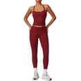 thumbnail image 1 of Set de entrenamiento QBGJTD, polainas sin mangas con espalda cruzada para mujer, color burdeos, 1 of 6