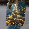 thumbnail image 2 of Black and Friday Clothing Sales Idoravan Womens Christmas Graphic Sweatshirts Women's Christmas Printed Round Neck Long Sleeved Top Loose Fitting Sweater Black L, 2 of 4