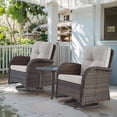 thumbnail image 2 of PARKWELL 3-Piece Outdoor Swivel Gliders with Thick Cushions and Side Table,Rattan Wicker Bistro Furniture Set,Brown Wicker,Beige Cushion, 2 of 12