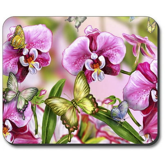 Art Plates Mouse Pad - Green Butterfly