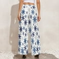 thumbnail image 4 of Palazzo Pants for Women, Comfy Womens Wide Leg Baggy Pants, Blue Snowflake Prints Casual Lounge Pants for Women Travel Vacation Outfits Fall Pants for Women 2024, 4 of 5