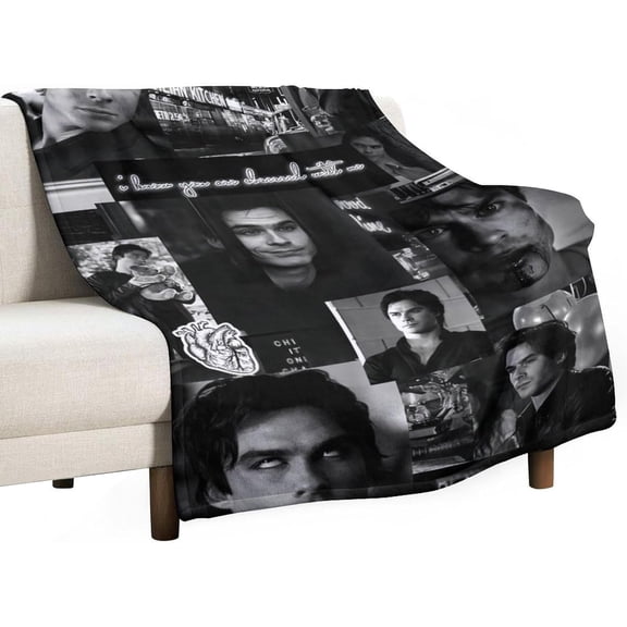 Damon Actor Salvatore Ian Somerhalder 30"x40" Thow Blanket Super Soft Micro Wool Blanket Sofa Comfortable Warm Flannel Blanket Bed Living Room Merchandise Gift Party Decor