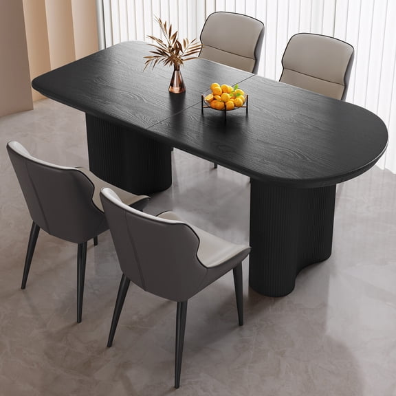 Guyii Oval Dining Table Set of 5, Modern Kitchen Table with 4 Chairs, 5 Piece Dining Table for Kitchen, Dining Room (Black, 62.99 Inch)