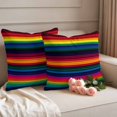 thumbnail image 2 of Rainbow Stripes Outdoor Waterproof Pillow Covers, Mexico Colored Stripes Minimalist Decorative Square Throw Pillowcase Sofa Cushion Sham for Patio/Couch/Chair, 16"x16" 2 Pack, 2 of 8