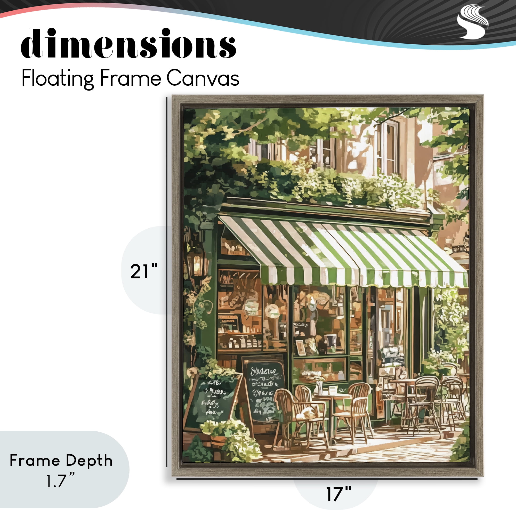 Stupell Industries Coffee Shop Awning & Greenery Brown Framed Floater Canvas Wall Art, design by LSR Design Studio