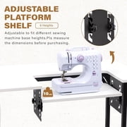 Vividwood Portable Folding Sewing Table, Multipurpose Sewing Machine Table with Adjustable Shelf (Warm White)