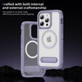 thumbnail image 4 of ELEHOLD for iPhone 15 Pro Max Case,Compatible with Mag Safe Accessory,Magnetic Heavy Duty Drop Protection Invisible Kickstand Rugged Military-Grade Protective Phone Case ,Purple+Clear, 4 of 7