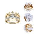 thumbnail image 4 of EeaseMX Anillo desmontable 2 en 1 para mujer, estilo corona, con diamantes de imitación (plata dorada), 4 of 8