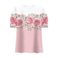 thumbnail image 4 of T-Shirts for Women Short Sleeve Tops Crew Neck Casual Summer Tees Shirt Floral Print Tunic Top Loose Blouses Summer T-Shirt Pullover Top, 4 of 5