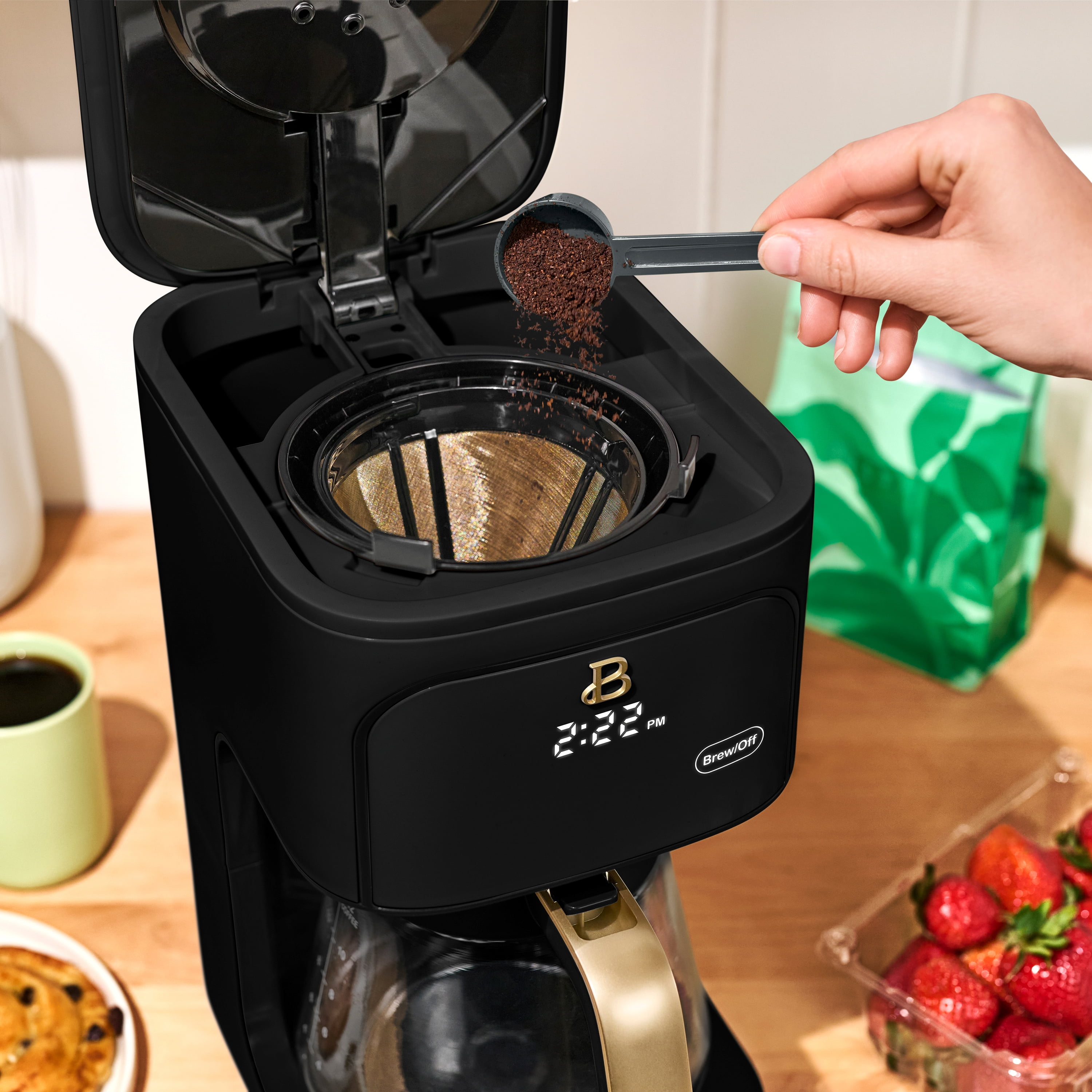 Beautiful 12 cup Programmable Coffee Maker, Black Sesame by Drew Barrymore