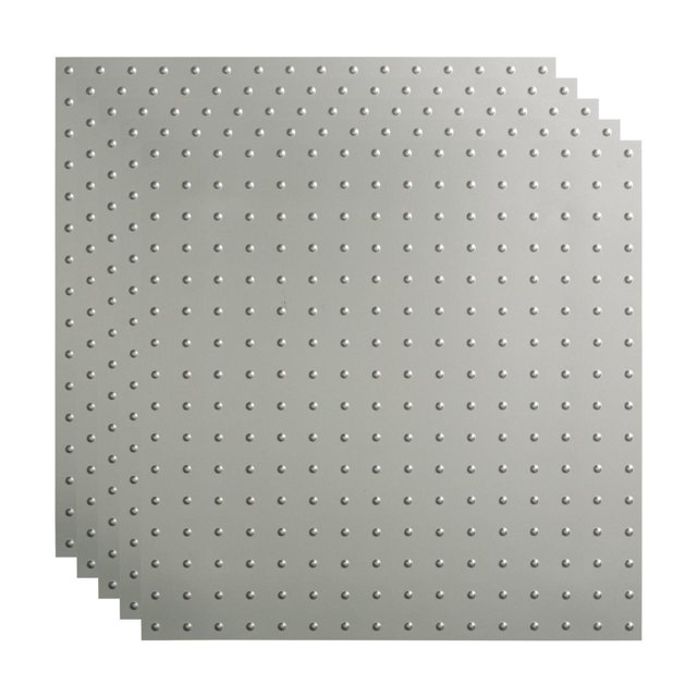 FASÄDE Miniquattro Decorative Vinyl 2ft x 2ft Lay in Ceiling Panel in Argent Silver (5 Pack)